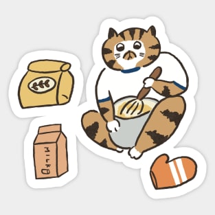funny cat  making bread Sticker